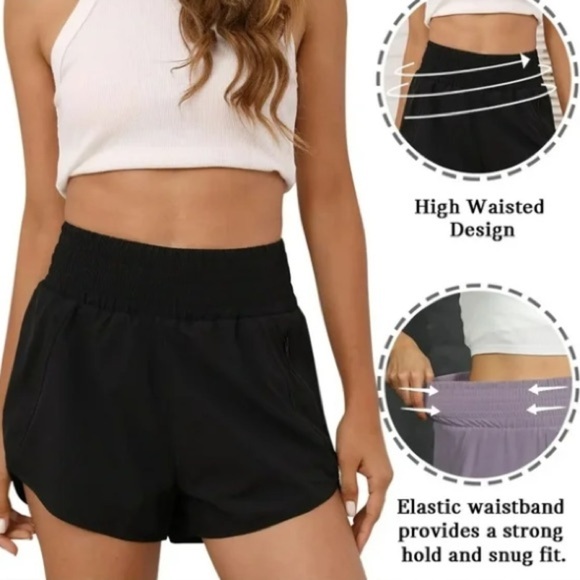 NWT Women’s Athletic Shorts High Waisted Running Gym Shorts with Pockets size M - Picture 2 of 10